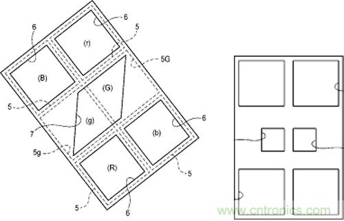 左：新型傳感器的相位差檢測單元結構，右：富士現(xiàn)有混合式傳感器的相位差檢測單元結構