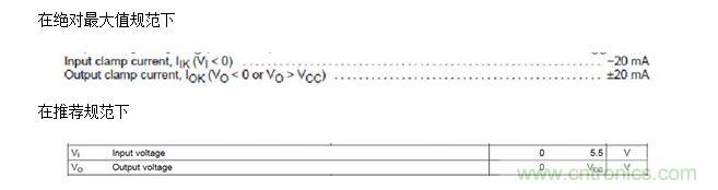  輸入端無 Vcc 鉗位，但輸出端有 Vcc 鉗位