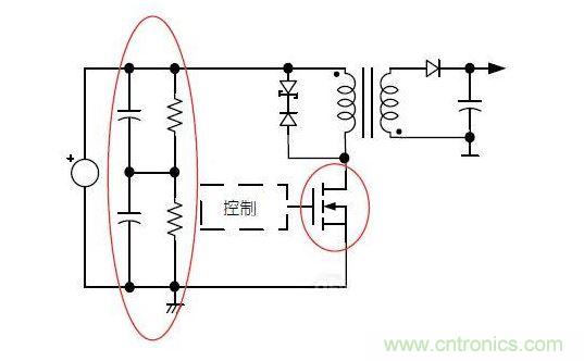 反激轉(zhuǎn)換器中的串聯(lián)大電容電路及單顆1，000VMOSFET