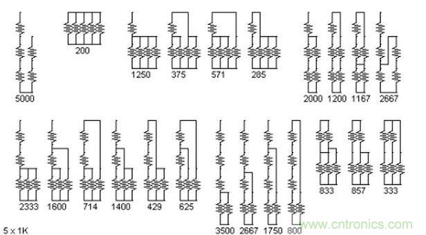 5個(gè)電阻我想出了23種組合。還有其它組合嗎？