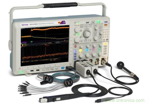 混合域示波器(MDO)將頻譜分析儀、示波器和邏輯分析儀組合在一臺(tái)儀表內(nèi)，可以從全部三臺(tái)儀器中產(chǎn)生同步的而且與時(shí)間關(guān)聯(lián)的測(cè)量結(jié)果。圖中顯示的是泰克公司的MDO4000B。