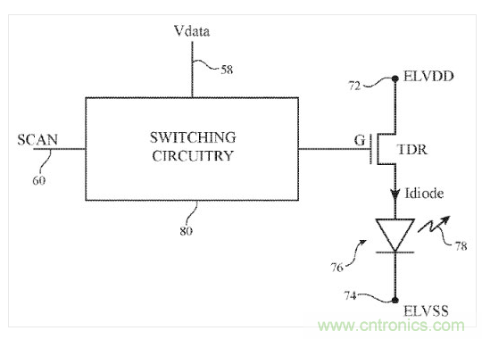 這是來自上述專利針對OLED顯示器畫素的說明示意圖。
