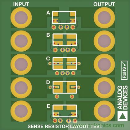 改進(jìn)低值分流電阻的焊盤布局，優(yōu)化高電流檢測精度