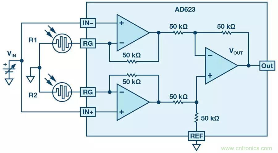 你有沒有試過用儀表放大器測量兩個光源的相對強度？