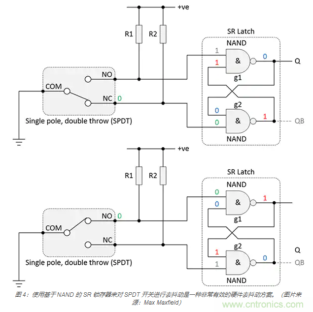 當軟件去抖動不合適時，如何實現(xiàn)開關和繼電器硬件去抖動？
